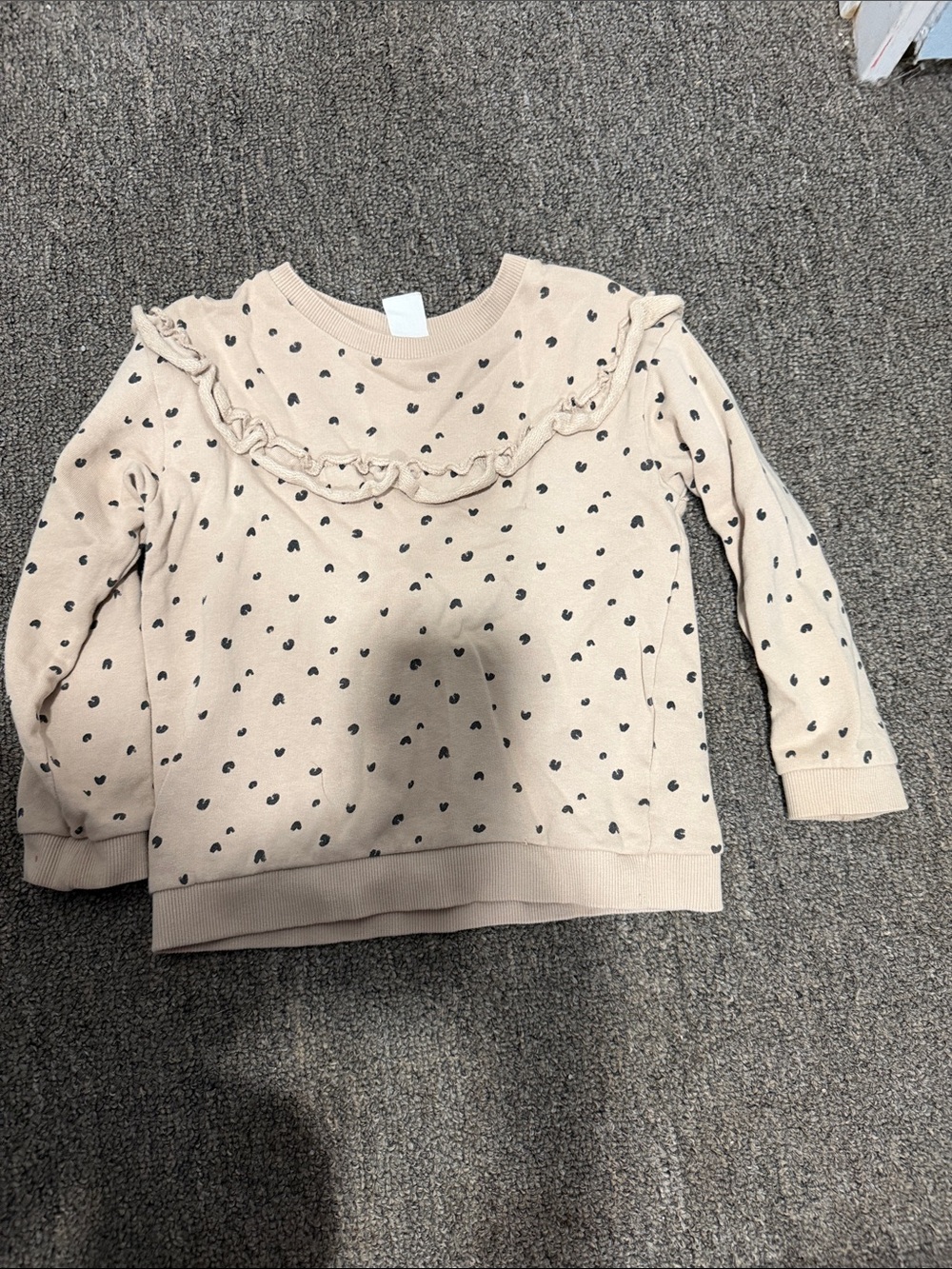 H&M Cream Ruffle Heart Print Sweatshirt